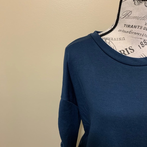 Lush Blue Ruched Drawstring Long Sleeve Mini Dress Size Large - Picture 4 of 11